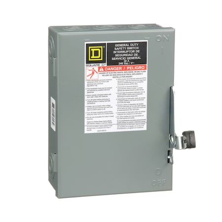 Square D Safety Switch, 120V AC, 30A, 2 Poles D211NCP